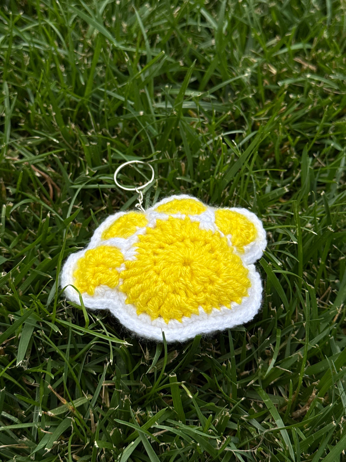Handmade Crochet Paw Print Plush Keychain – Yellow