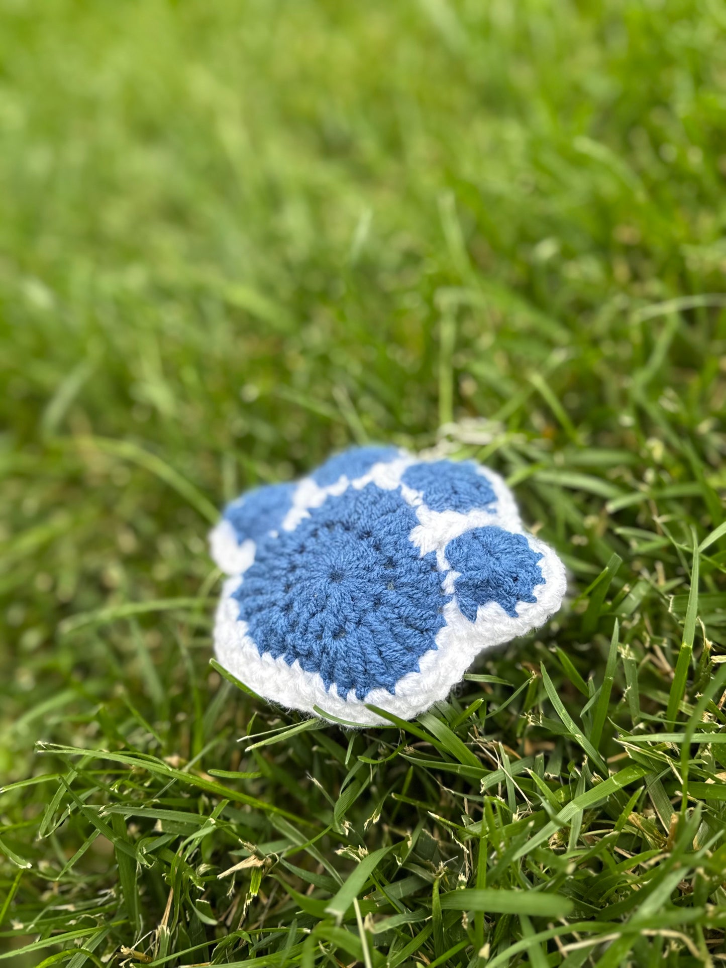 Handmade Crochet Paw Print Plush Keychain – Navy