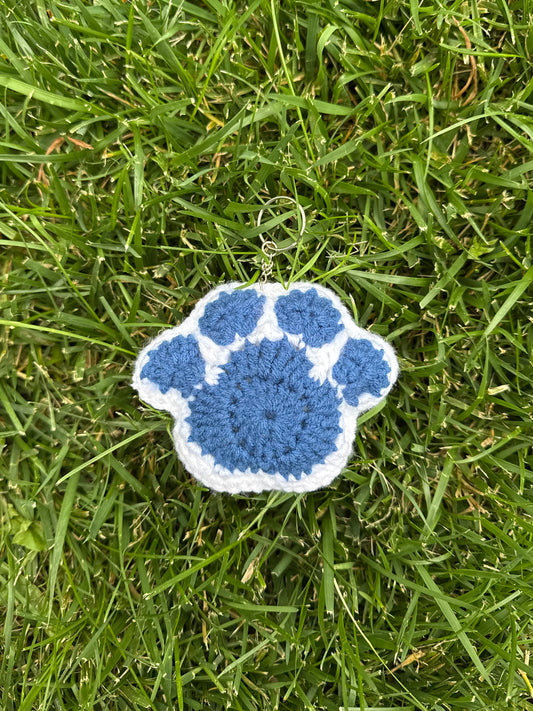 Handmade Crochet Paw Print Plush Keychain – Navy